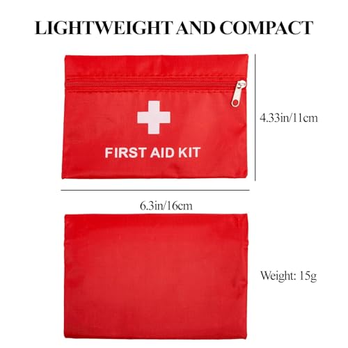 Mini First Aid Bag - Empty Zipper Pouch - Red 6 Pack (4.3 x 6.3 in)