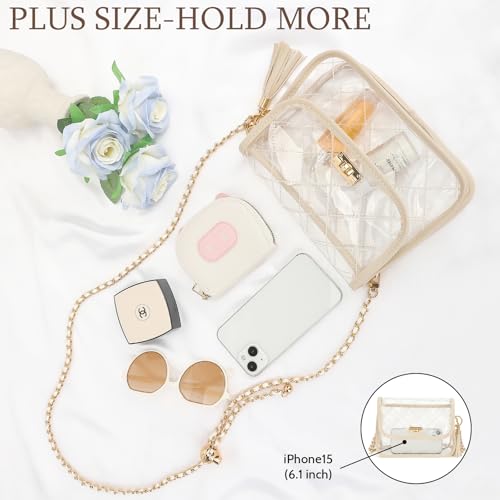 Clear Purse for Women - Stadium Approved Transparent Shoulder Bag - Khaki