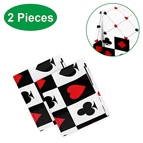 Casino Theme Tablecloths - 2 Pack Disposable Poker Covers, 51x86in
