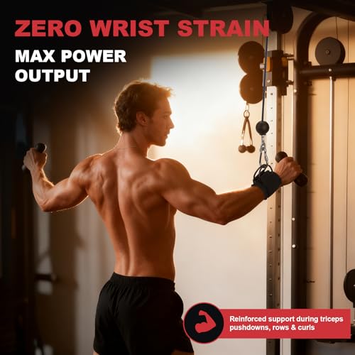 Wrist Straps for Cable Machines - Neoprene Padded - Black / M