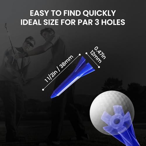 Unbreakable Plastic Golf Tees - 1.5 Inch, 120 Pack, Blue