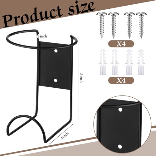 4 Pcs Spray Bottle Holder Wall Mount Heavy Duty Spray Bottle Rack Stainless Steel Storage Rack Garage Can Organizer Craft with Hardware (Black)