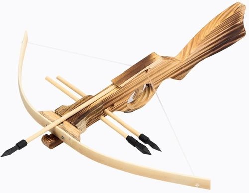 Handmade Wooden Crossbow - Archery Set with 10 Rubber-Tipped Bamboo Wood Arrows, 10 Suction Cup Arrows