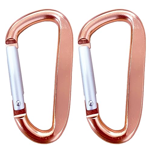 3-Inch Aluminum Alloy D-Ring Carabiner Clip - 2 Pack Rose Gold