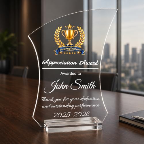 Custom Acrylic Award Plaque - Personalized Employee Recognition - Style 1