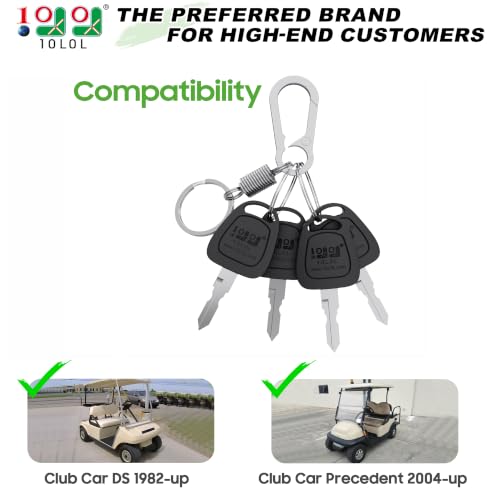 Replacement Golf Cart Keys - 4 Pack with Spring Keychain for Club Car DS & Precedent