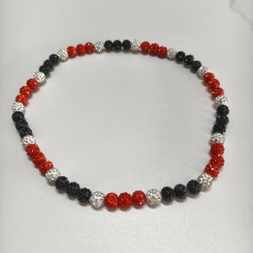 Baseball Necklace for Men & Women - Rhinestone Discoball, 18 inch, Orange/White/Black