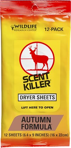 Scent Killer Dryer Sheets for Hunting Clothes - Autumn Forest, 12 Pack