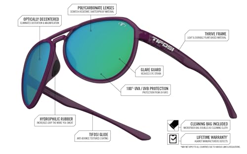 Tifosi Selca Aviator Sunglasses Pink Mirror for Golf Hiking Running - Crystal Brown
