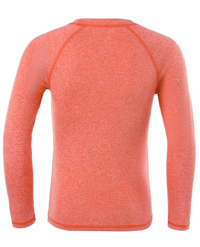 Boys Rash Guard Swim Shirt - UPF 50 Long Sleeve, Quick Dry - X-Large Flowers Gray Red Orange