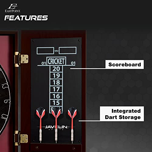 Official Size Dart Board Cabinet Set with 6 Steel Tip Darts - Black