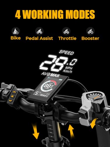 Foldable Electric Bike for Adults - 20" Fat Tire, 1400W Motor, 28 MPH, 600Wh Battery - Solid Black