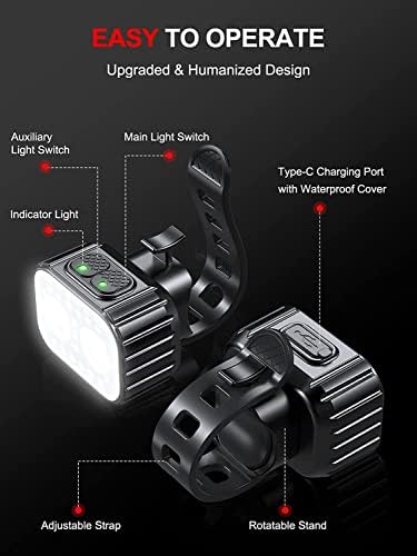 Rechargeable Bike Lights Set - Super Bright LED with 2 Modes, Waterproof, Long Battery Life