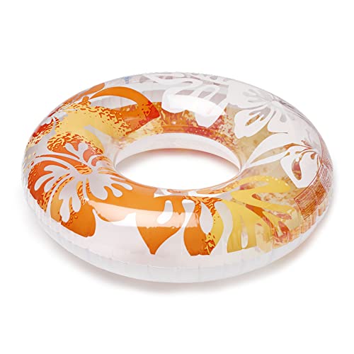 Inflatable Pool Tube with Floral Graphics - 36 Inch Float for Swimming and Water Play