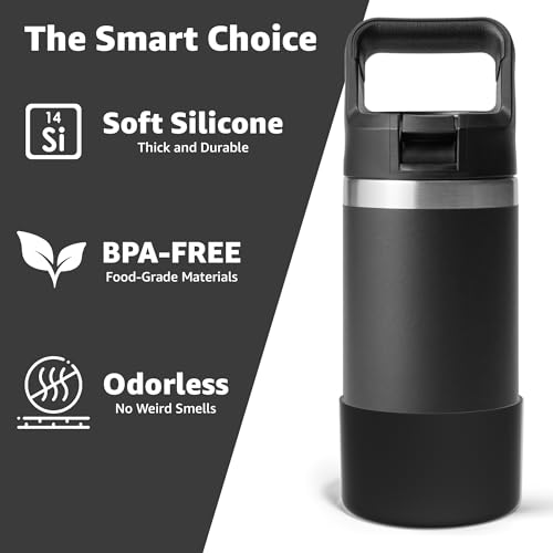 Silicone Boot Protector for Yeti Rambler Jr 12oz & 18oz Bottle - Black