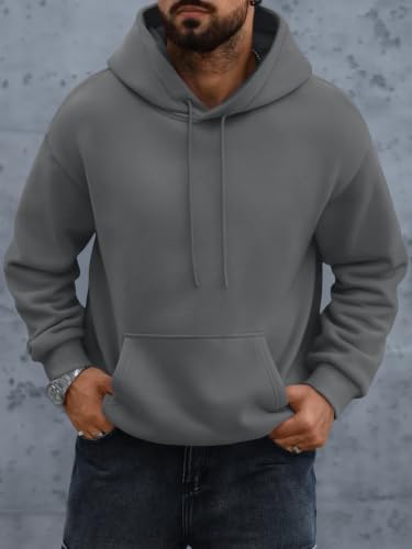 EFAN Mens Oversized Fleece-Lined Hoodie Sweatshirt – X-Large, Dark Grey