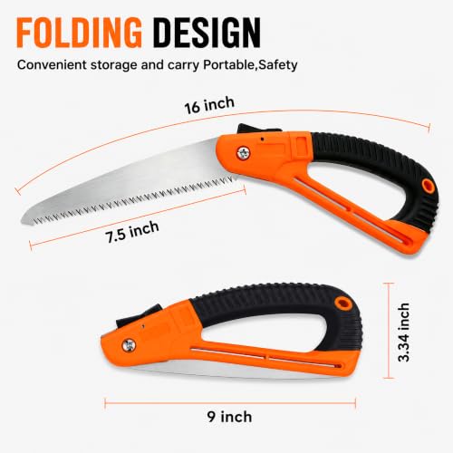 Folding Camping Saw with Safety Hand Guard and SK5 Blade
