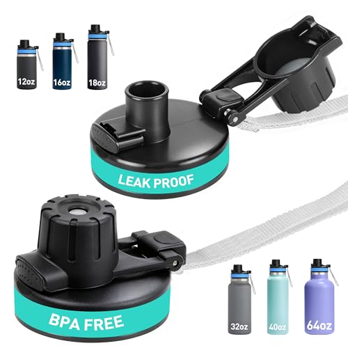 Auto Flip Lid for Wide Mouth Water Bottles - 2 Pack