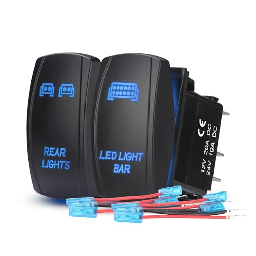 2 Pack Rear Lights Rocker Switch - LED Light Bar Switch, Waterproof