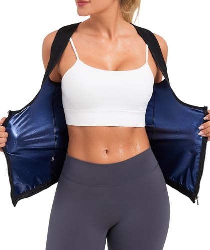 Sweat Vest Waist Trainer for Women - Compression Tank Top Shaper - Blue / Medium