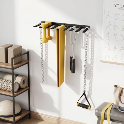 Wall-Mounted Gym Storage Rack for Resistance Bands & Workout Gear