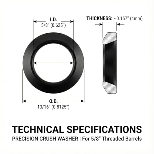 5/8 x 24 Crush Washer - Carbon Steel, Black Oxide, 5 Pack