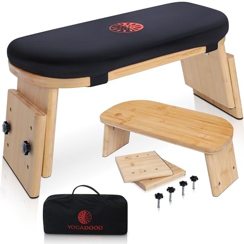 Adjustable Meditation Bench - 3 Height Settings, Bamboo & Cushioned Seat