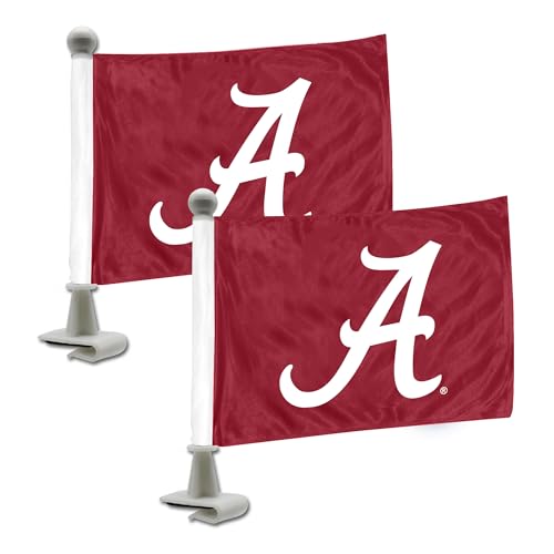 Alabama Crimson Tide Car Flags - 2 Pack Mini Auto Flags, 4" x 6"
