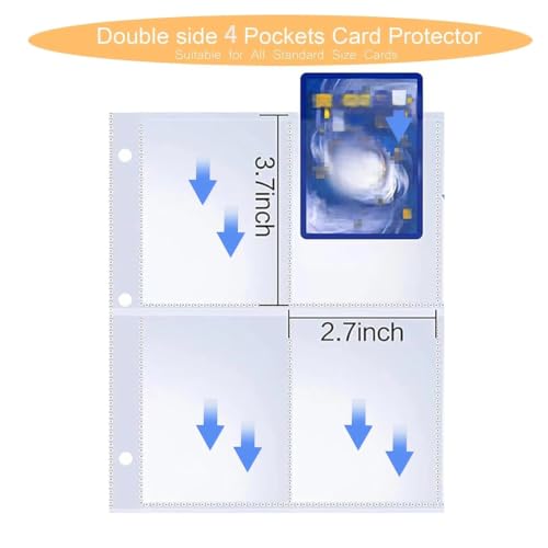4-Pocket Trading Card Binder (Red) Holds 400 Cards, PU Leather, Zipper