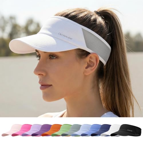 Sport Sun Visor Hat - Lightweight Quick Dry for Men & Women - Medium / White