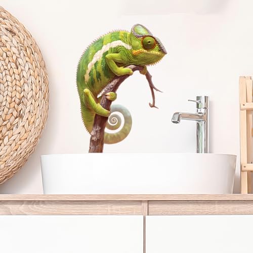 Green Chameleon Wall Decals Removable Lizard Vinyl Stickers for Nursery Living Room and Bathroom Nature Animal Decor Peel and Stick Wall Art