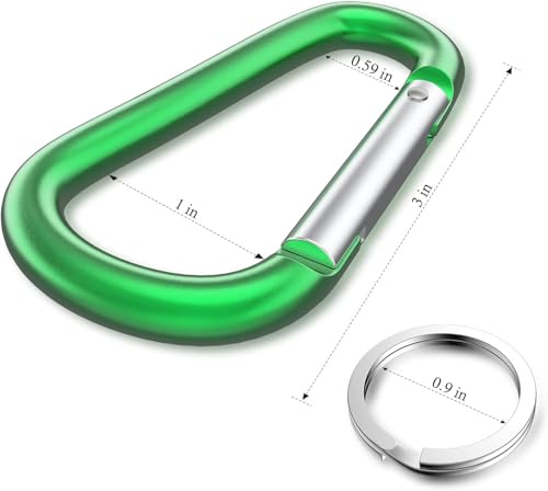 3" Aluminum Carabiner Keychain Clip - 12 Multicolor Set