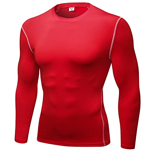 Men's Long Sleeve Compression Workout Shirt - Medium Red