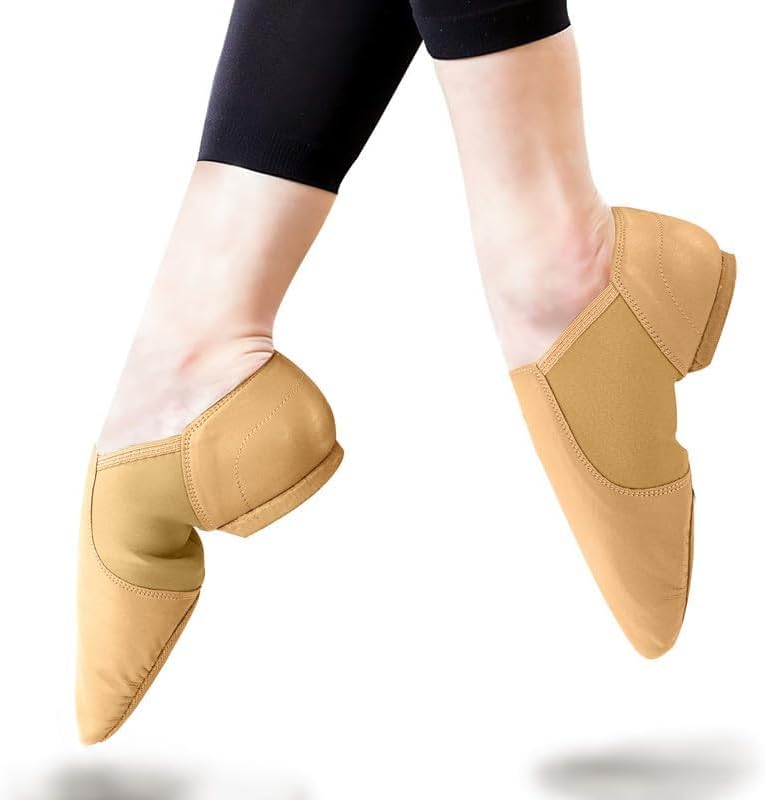 Skiennix Jazz Shoes - Leather Sole Slip-On Dance Shoes for Kids | Black & Brown Options