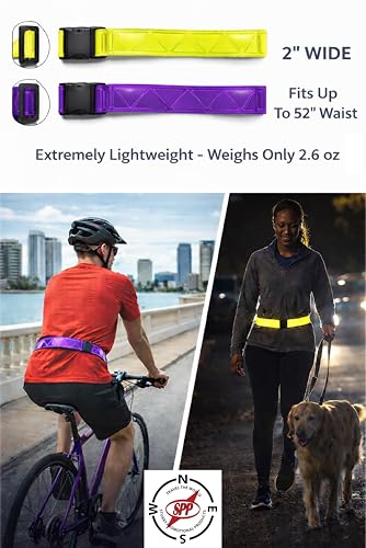 Reflective Running Belt - High Visibility Adjustable Belt - Purple