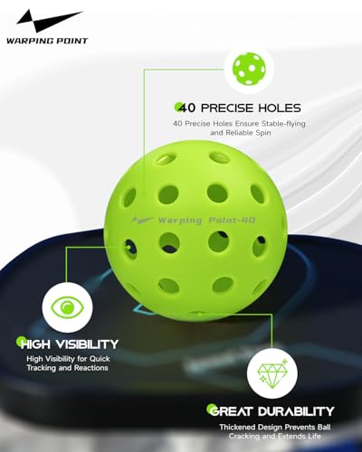 Outdoor Pickleball Balls - 4 Pack, Durable Practice Balls - Green