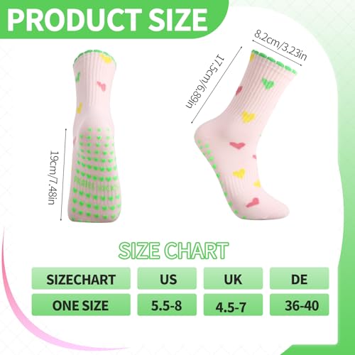 Pilates Socks for Women - Cute Ruffle & Embroidery Grips - Medium Yellow/Pink - 5 Pairs