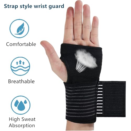 Compression Wrist Support Sleeves with Straps - Black