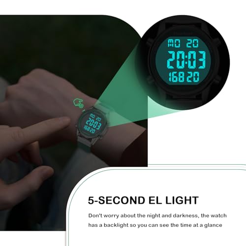 Pedometer Watch for Walking - Waterproof Step Counter, Black