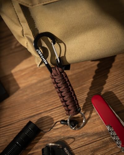 Heavy Duty Paracord Carabiner Keychain - 2pcs Brown Camo