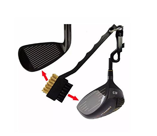 Dual-Sided Golf Club Brush and Groove Cleaner with Brass and Nylon Bristles