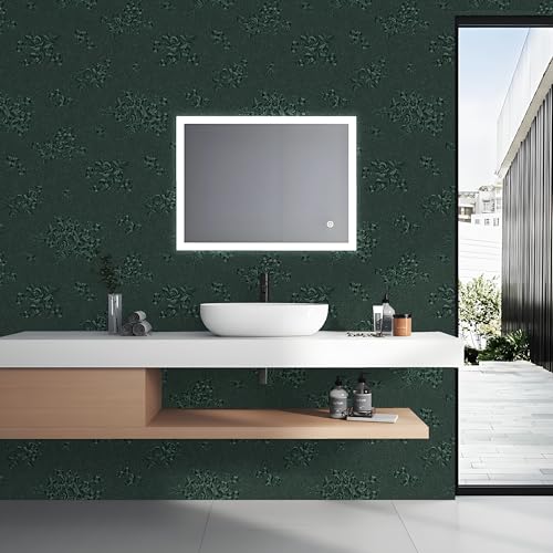 Green Peel and Stick Wallpaper, Gothic Floral Textured Dark Wall Paper Contact Paper 118"X17.7", Renter Friendly Modern Kitchen Drawers Walls Cabinets Self Adhesive Damask Cabinet Vinyl Roll