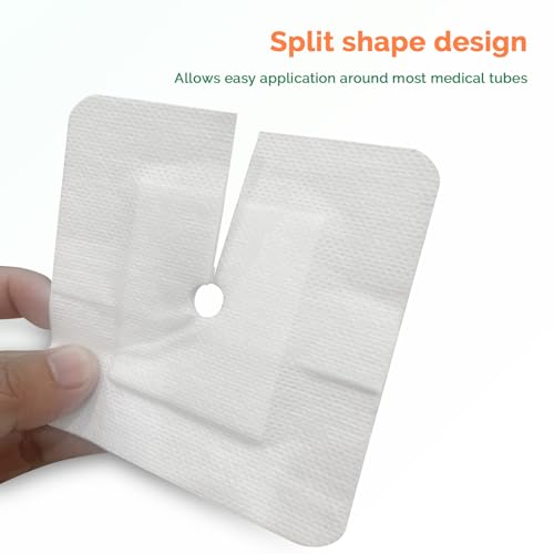 Split Drain Adhesive Bandages - 4" x 4" | 15 Pcs Catheter Pads