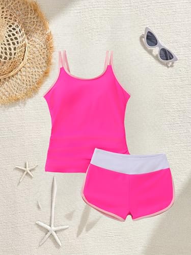 Girls Tankini Swimsuit 2 Piece with Shorts - Size 15 Years / Pink
