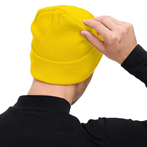 Unisex Knit Cuffed Beanie Hat for Halloween - One Size, Yellow