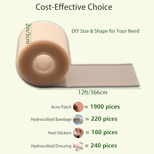 Hydrocolloid Bandage Roll - 2" x 12ft for Acne & Wound Care