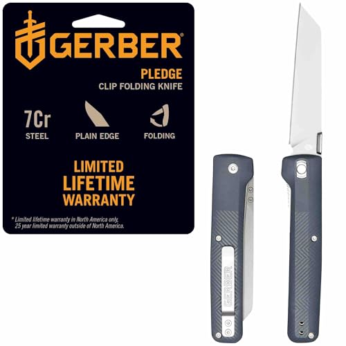 Gerber Pledge Pocket Knife Urban Blue 3.6-Inch Folding EDC Blade with Reversible Clip