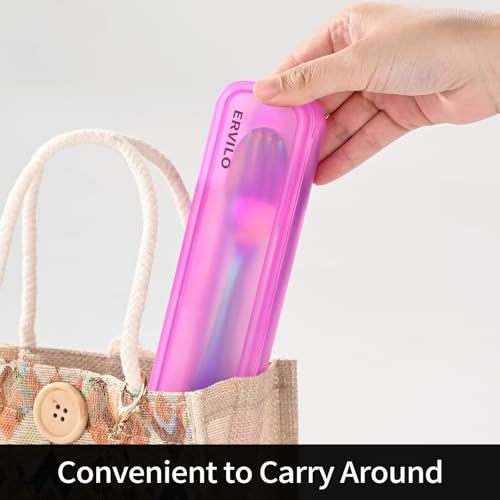 Travel Utensils with Case, Stainless Steel Portable Cutlery Set,