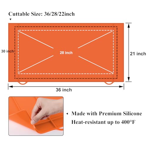 HONSREO 36-inch Orange Silicone Griddle Mat for Blackstone – Food Grade Grill Protector, Cuttable & Customizable