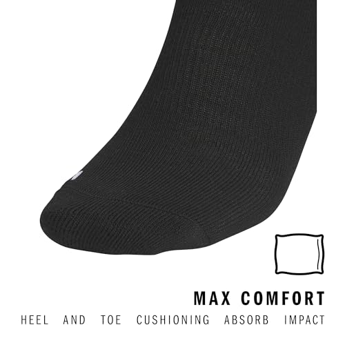 Over-the-Calf Soccer Socks - Cushioned Support, 2-Pack, Black/White, Large
